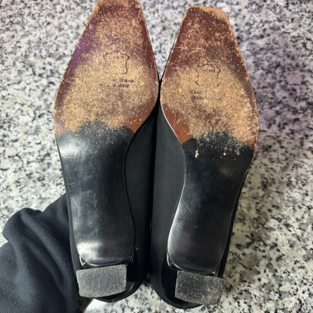 Stuart Weitzman Elegant Black Minimal Women's Kitten Heels Shoes Size 9 - Picture 8 of 10